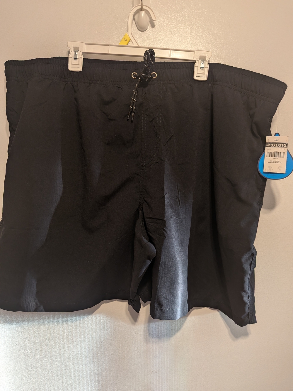 Men's Black Hybrid Swim Shorts with Elastic Waist and Drawstring